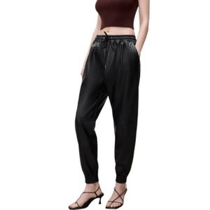 Zara Black Faux Leather Joggers Size Large